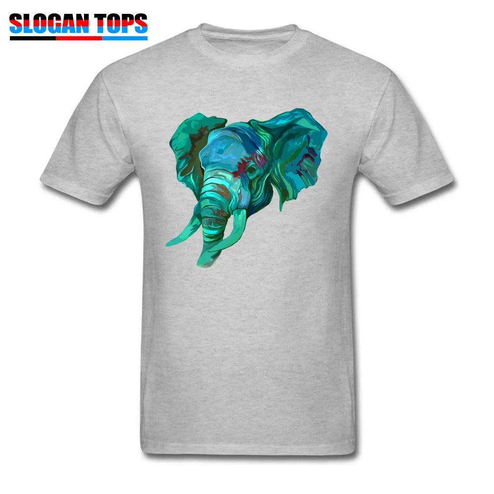  Young T-shirts Turquoise Elephant Head Funny T Shirt Cotton Fabric Crew Neck Short Sleeve Family Tops Shirts Autumn Turquoise Elephant Head grey