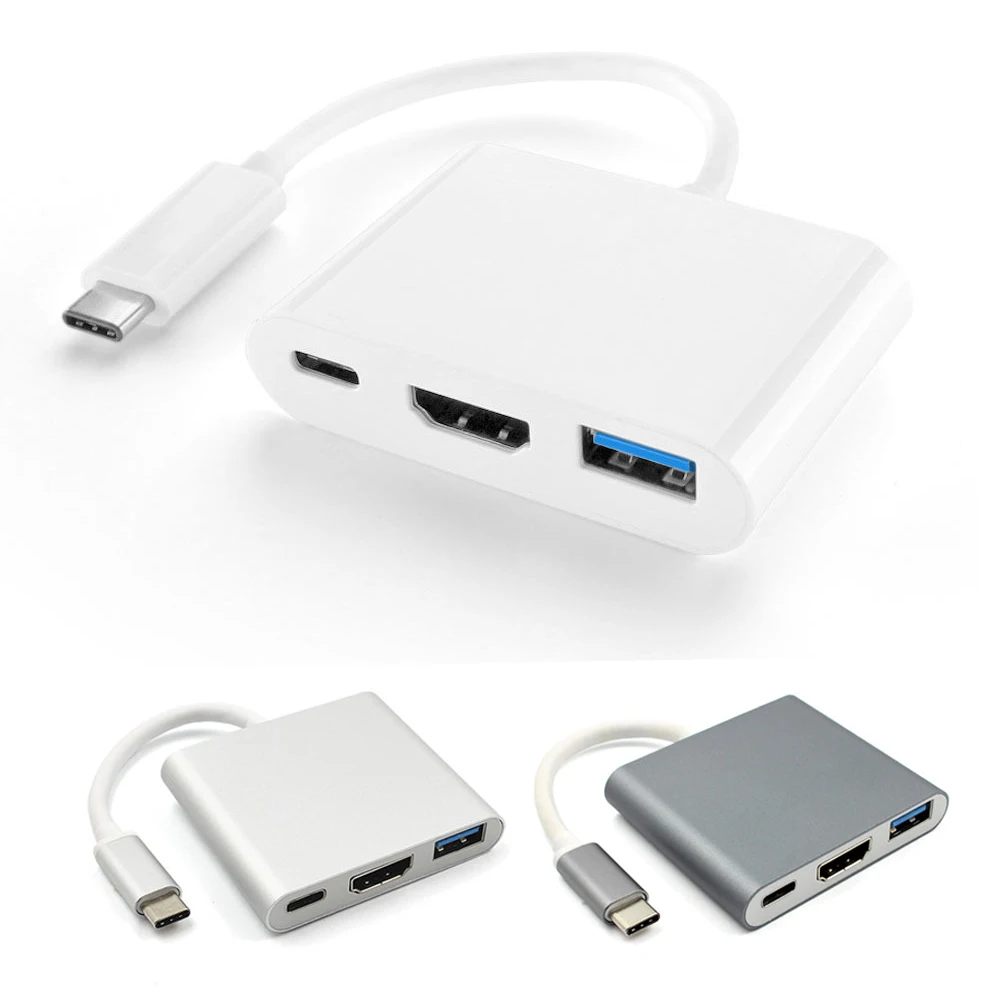 USB 3.1 Type C to HDMI TV USB 3.0 Video Adapter 1080P 3in1 Hub For