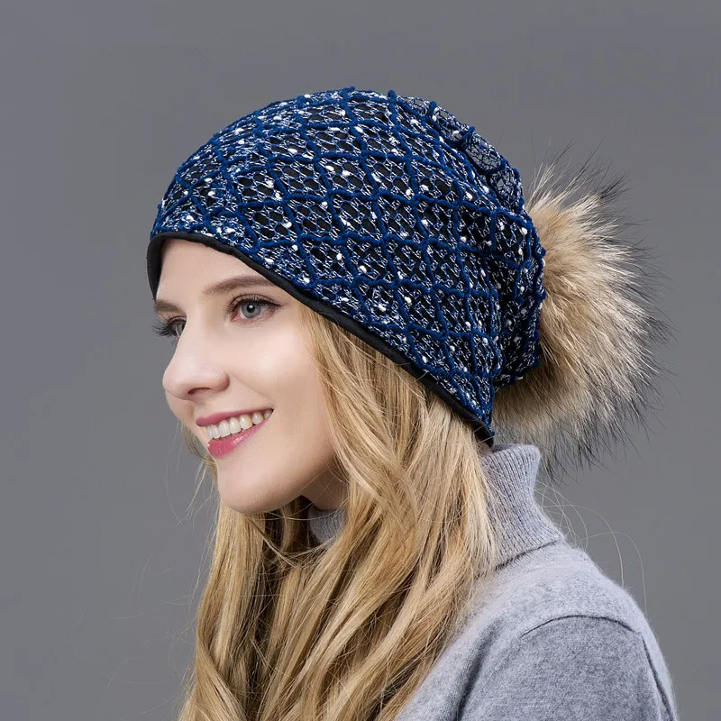 The Spring And Autumn Hollow Out Windproof Dustproof Hat With Fur Pompom On Che Cap For Women Fashion Unique Style | Аксессуары для