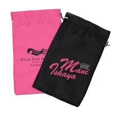 Пользовательские лого волос комплект атласная телескопическая веревка упаковочная сумка для женщин принимаются девственные волосы атласный чехол