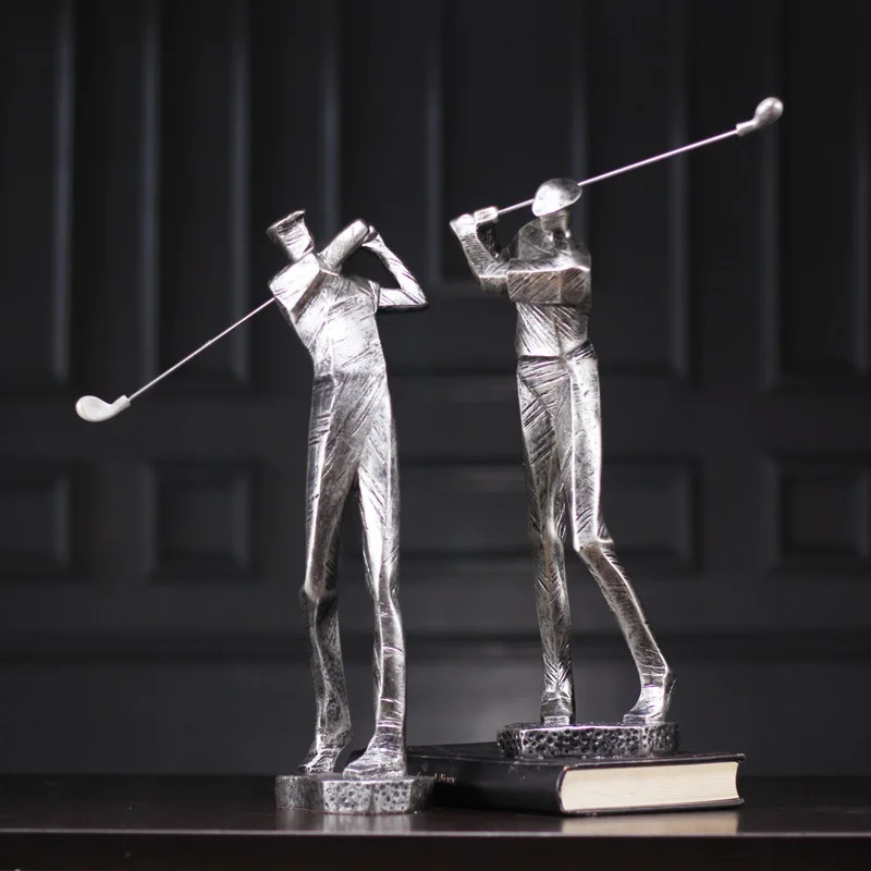 European Abstract Golf Sport Art Sculpture Athlete Figurine Figure Statue Resin Art&Craft Home Decoration Accessories R1396