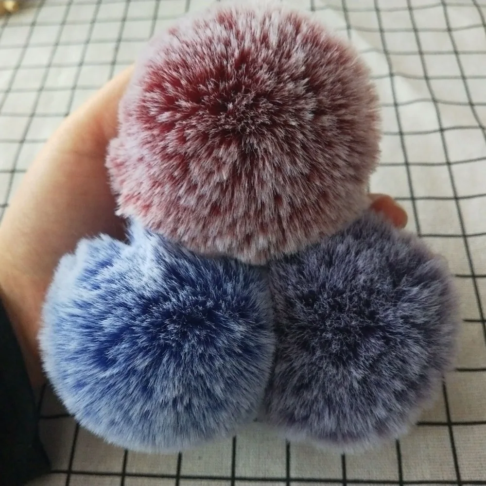 

Fur Pompom Metal Buttons Jewelry Findings 8CM Faux Rabbit Fur Pom Pom with Press Button Fake Fur Hat Bubble Removable Keychain