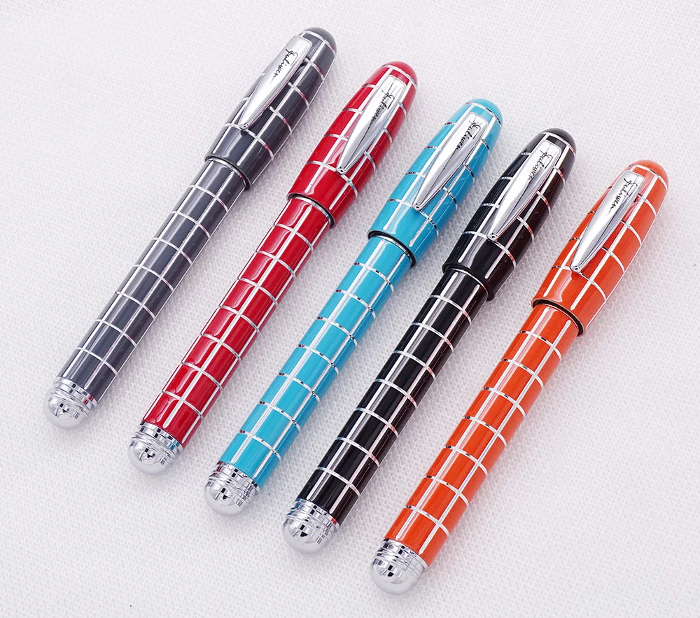 Fuliwen 2062 смоляная авторучка, модная короткая карманная ручка для путешествий, тонкий наконечник 0,5 мм красивая квадратная решетчатая ручка для письма