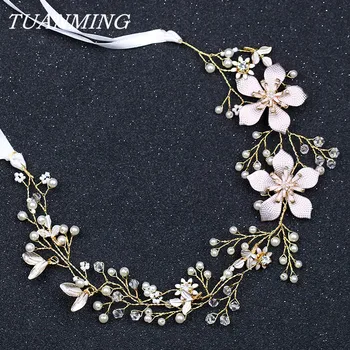 

Pearl Rhinestone Flower Bride Headband Wedding Hair Ornaments Bride's Tiara Flower Hair Accessories Wedding Bride Hairband