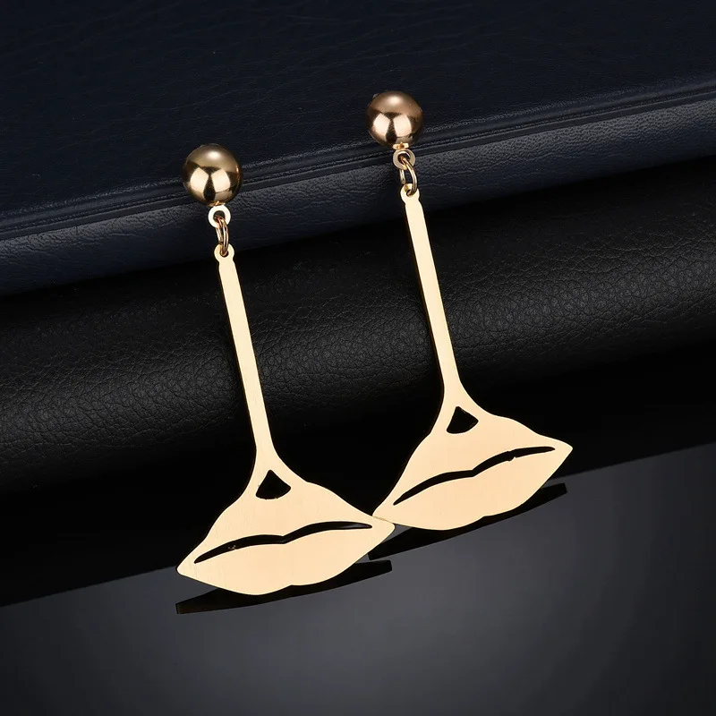 

Lips Trendy Earrings Aluminium Alloy Metal Drop Dodgers 2019 Fashion Long Earrings Gadgets for Australia Indian Women