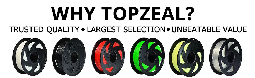 TOPZEAL 3D Printer ABS Filament 1KG/2.2LBS 1.75mm Dimensional Accuracy +/-0.02mm 343M 3D Printing Material Plastic for RepRap