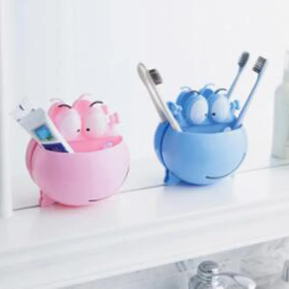 

Lovely Funny Cartoon Frog Suction Hook Tooth Brush Toothpaste Holder Rack Container Wall Mount Stand Bathroom Accessories