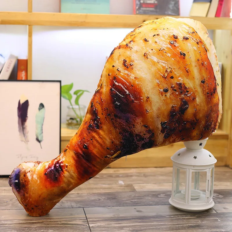 3D моделирование жареная куриная нога Подушка и домашние салфетки для декора стола Подушка и яркие плюшевые мягкие игрушки 21,65 дюймов