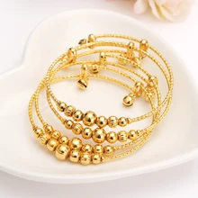 12pcs Gold bell Bangle for Women Dubai india Bride Wedding kid girl Africa Bangle Arab Jewelry Charm Bracelet Christmas gifts jhplated one piece womens wedding bridal bangle bracelet dubai bangle jewelry africa arab gold color