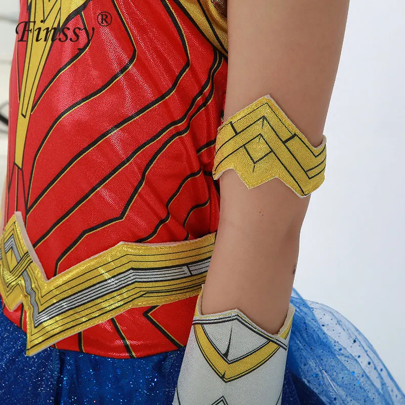 Wonder Woman косплей костюм супергероя на Хэллоуин для девочек роскошное детское нарядное платье принцессы Дианы