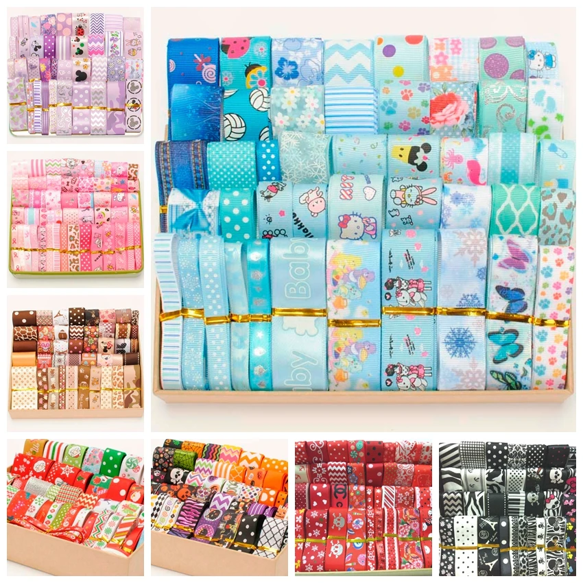 

Mix Ribbon color set baby color pink blue hairbow ribbon Style/size randomly 12y/lot (1y/pc) hairbow ribbon