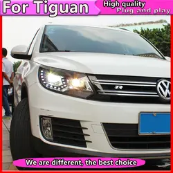 Автомобиль Стайлинг для VW 2013-2016 Tiguan фары New Tiguan светодиодный фар DRL Объектив Двойной Луч H7 ксеноновые автомобильные аксессуары