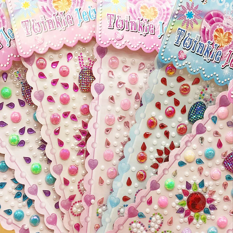 

5pcs children Acrylic diamond stickers/ Kids baby cartoon flower rainbow color Rhinestone stickers for DIY toys, free shipping