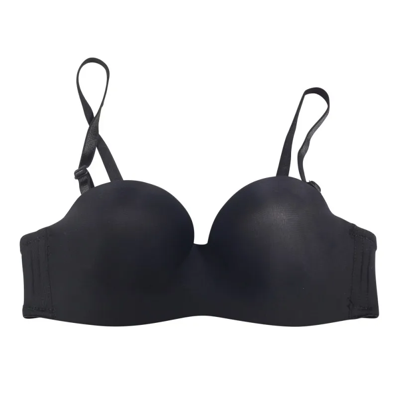 Новые однотонные Бесшовные Push Up Bra Глянцевая Уютный Тонкий косточках бюстгальтер сексуальный регулируемый Для женщин нижнее белье 1/2 чашка