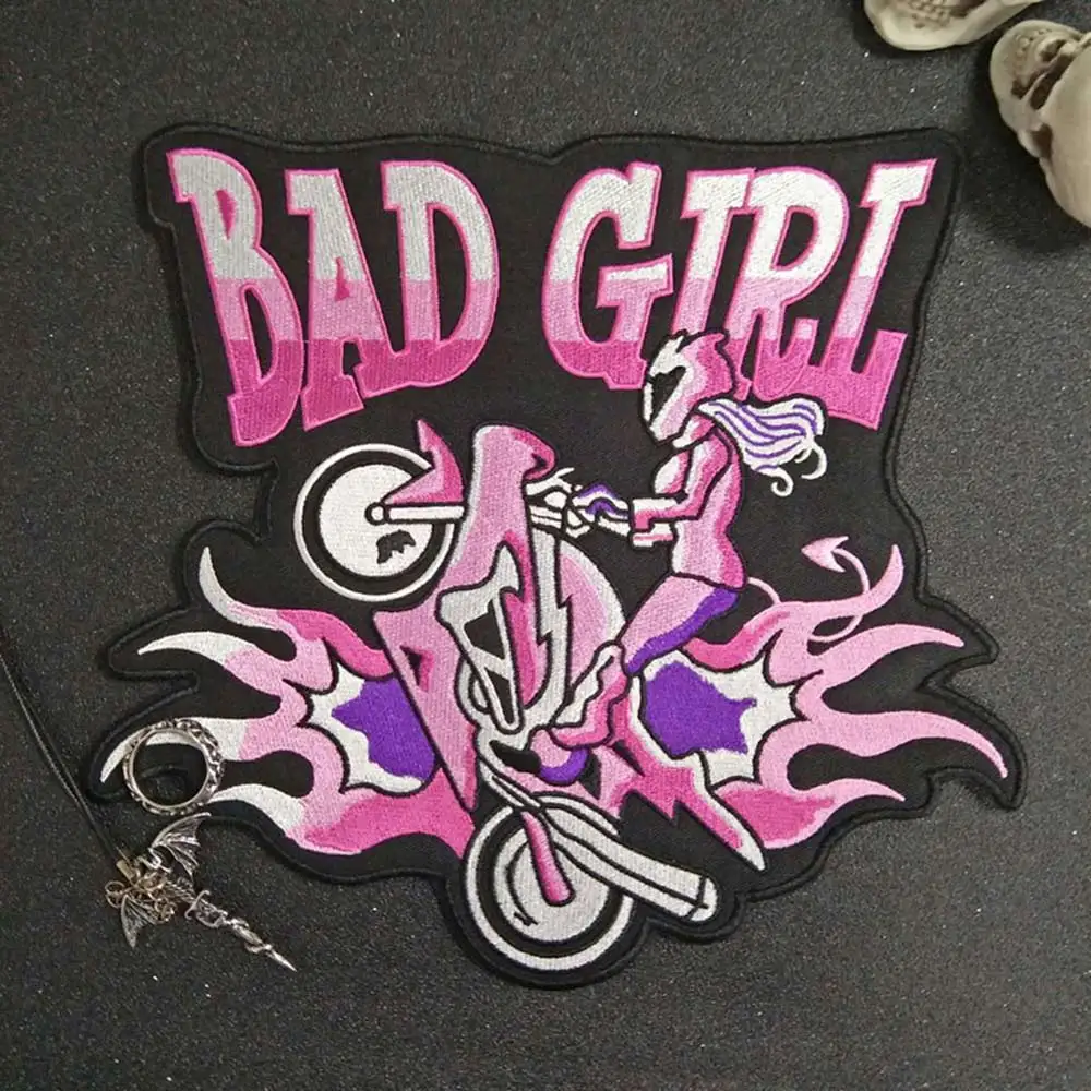 BAD GIRL, железная нашивка, вышитая аппликация, этикетка для шитья, Панк байкерские нашивки, наклейки для одежды, аксессуары для одежды, значок