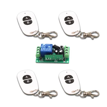 

A B Key DC12V 1CH Wireless Remote Control Switch for Guard Door/Window/Curtain 4Transmitter & 1Receiver 315/433mhz