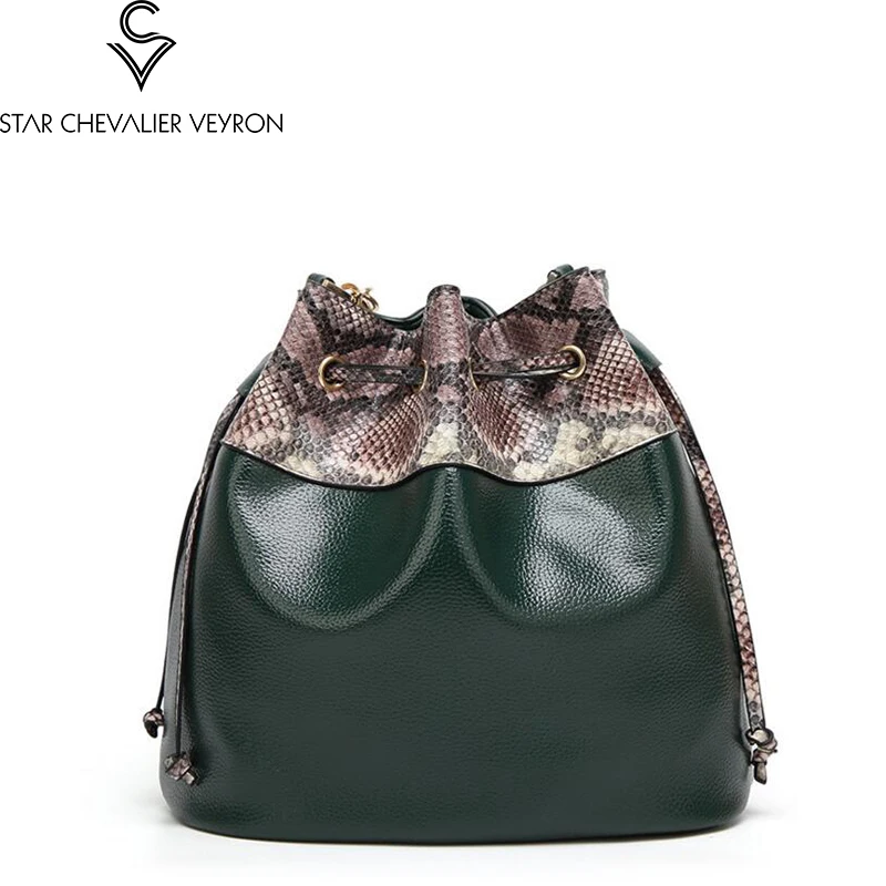 

2017 4 new colors high quality fashion women messenger bag women handbag Serpentine striped women buckets