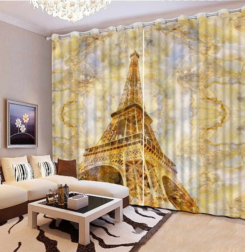 

customize Europea 3D Marble Living room bedroom Curtains windows modern curtains