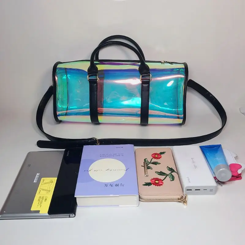 

Fashion Travel Bag Women Large Capacity Portable PVC Lady Multifunction Shoulder Bag Holographic Weekend Luggage Tote Handbag