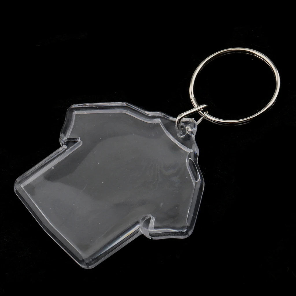 50 Pieces Clothes Shape Blank Insert Photo Picture Frame Split Ring Keychain