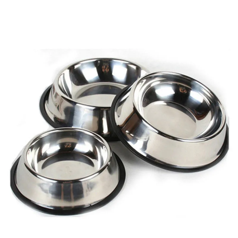 

Stainless Steel Bowl Plates sPuppy Dog Feeder Feeding Food Water Dish Bowl For Pet Dogs Cat