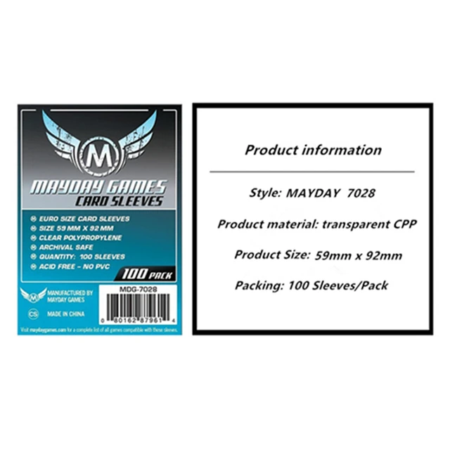 100 Sleeves Board Games MAYDAY Card Game Sleeve Protector protective clear cards sleeves 7028 x 100