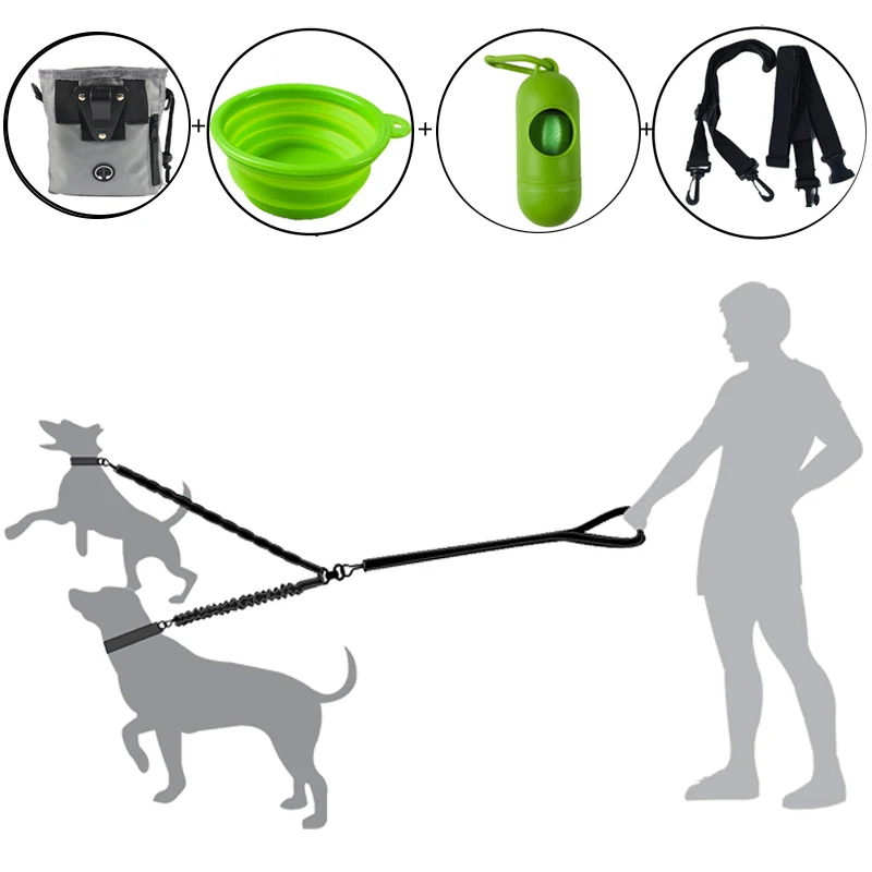 No Pull Reflective Dog Double Leash Set Pet Vest Lead For Small Meduim
