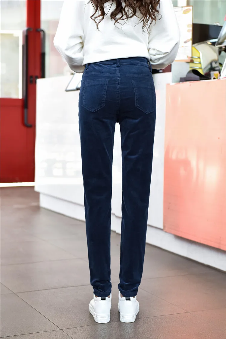 Обтягивающие вельветовые брюки капри для женщин с высокой талией внахлест офис плиссированный старинный карандаш женские брюки плюс размер 26-40