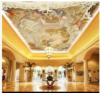 

Custom 3d ceiling wallpaper Hand draw three-dimensional painting ceiling frescoes wallpaper
