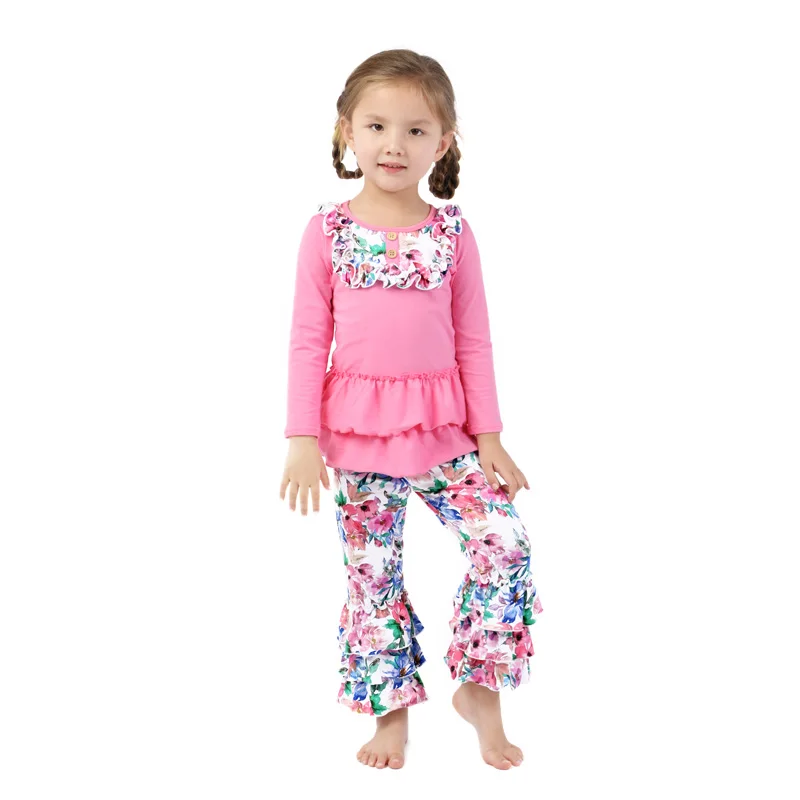 US $79.91 Kaiya Angel New Toddler Girl Clothing Baby Long Sleeve Kids Factory Wholesale Girls Ruffle Outfits Toddler Outfit