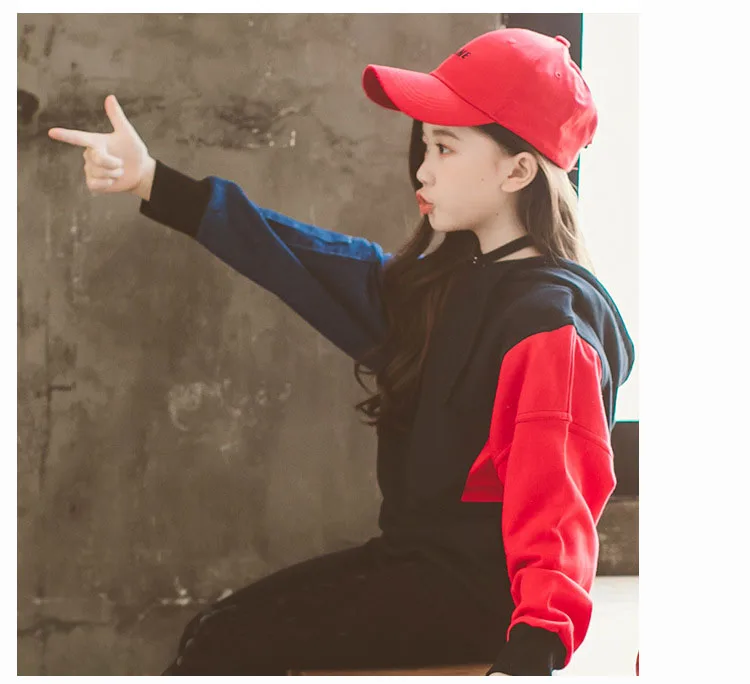 fashion red yellow long sleeve patchwork jackets for kids autumn hooded cotton coats baby big girls outerwear tops clothing  (16)