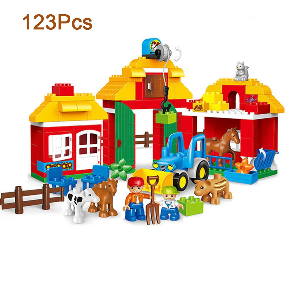 

DIY Colorful Farm Zoo Big Particle Building Blocks Educational Toy for Children Gift Compatible LegoINGlys duplo slide