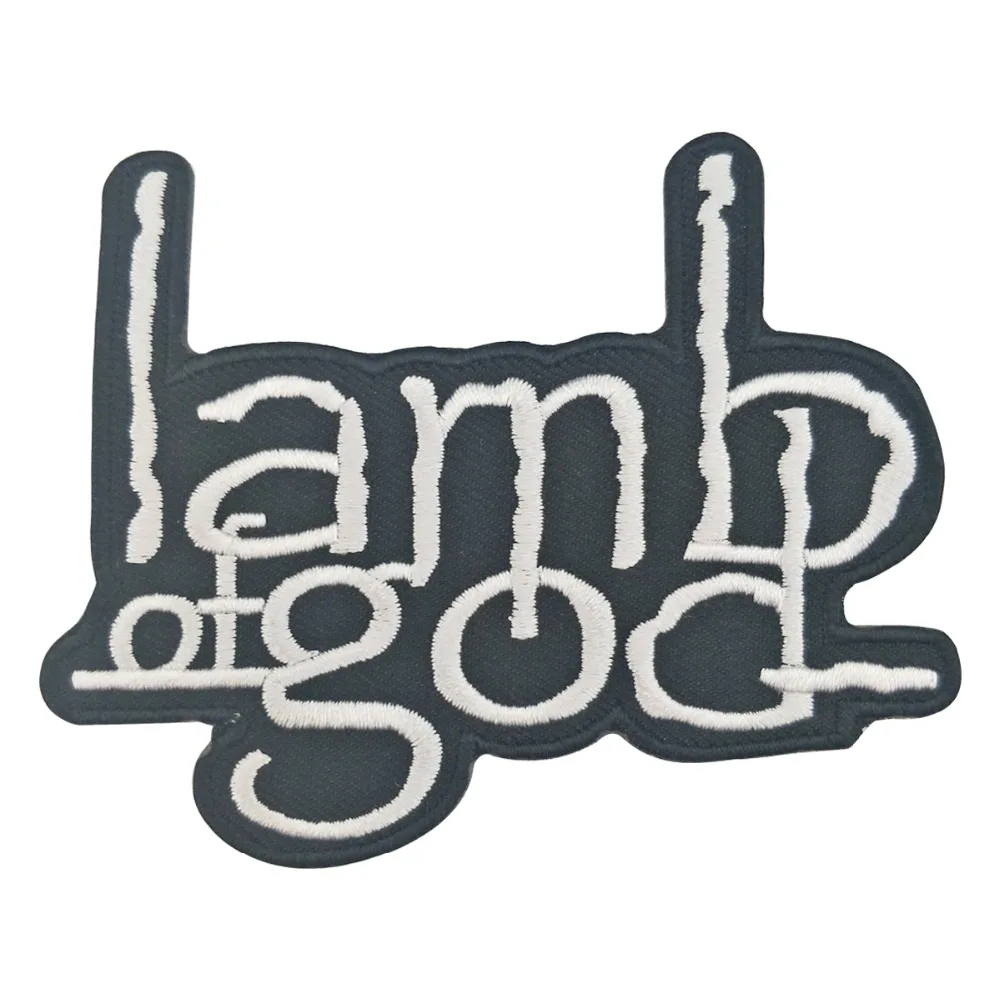 Black Label Rocker Lamb God logo Embroidered Iron On Front Biker Custom jacket Patches Free Shipping Eco-Friendly Motorcycle(1)