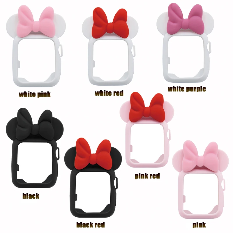 Soft Silicone TPU Protective Case Minnie Mouse Ears for Apple Watch case 42/38mm Compatible for iWatch Series 4/3/2/1 40/44mm