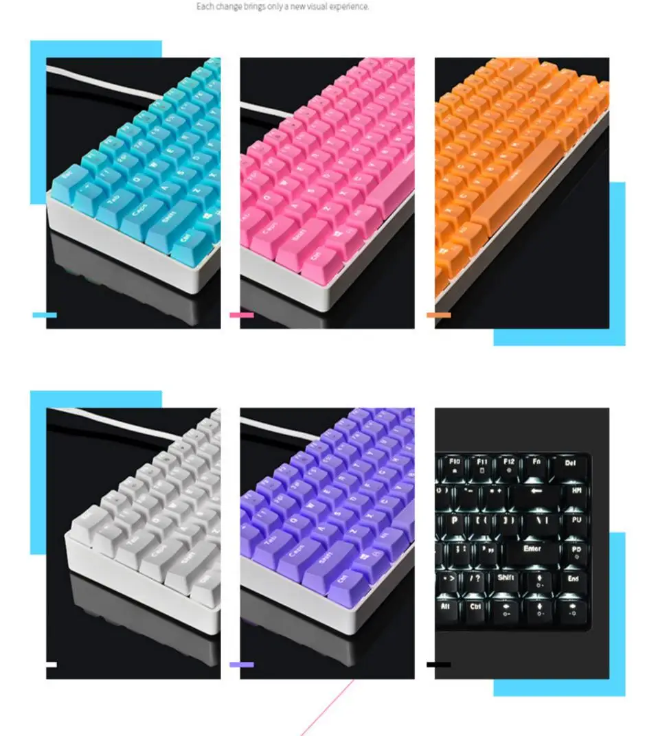 KANANIC белый светильник Механическая игровая клавиатура CIY синий переключатель синий/розовый/оранжевый/фиолетовый PBT Keycap 82 клавиши Проводная USB клавиатура