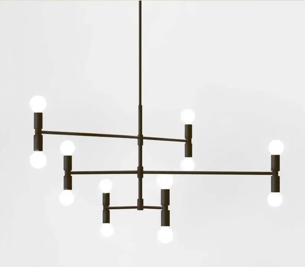

12lights linear rotatable simple Suspended Pendant Light Lamp Living Room Bedroom Restaurant Foyer Loft Lighting