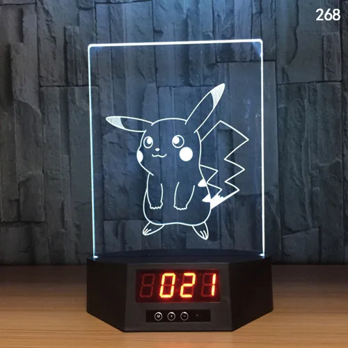 Покебол PIKACHU 3D иллюзия календарь часы лампа 7 цветов Изменение Pokemon Go фигурка визуальная Иллюзия светодиодный ночник - Испускаемый цвет: F