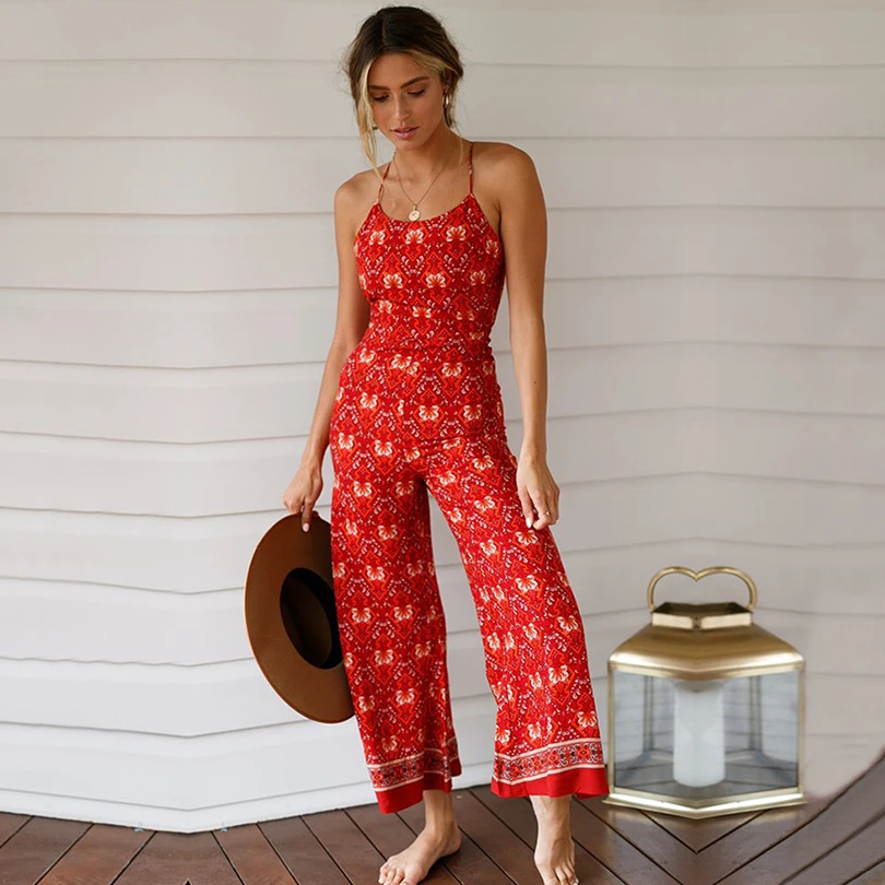 Sexy Straight Print Women Jumpsuits Sleeveless Backless Lace Up Female Jumpsuit 2019 Summer Style Bottoms Fashion Beach Clothing Sexy Straight Print Women Jumpsuits Sleeveless Backless Lace Up Female Jumpsuit 2019 Summer Style Bottoms Fashion Beach Clothing