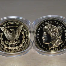 Сувенирная монета с золотым покрытием Морган доллар США 1896, E PLURIBUS UNUM Золотая копия памятной монеты