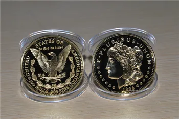

UNITED STATES 1896 Gold Plated MORGAN Dollar Souvenir Coin, E PLURIBUS UNUM Gold Replica Commemorative Coin, free Shipping