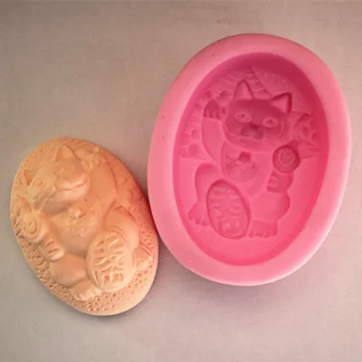 

ree shipping handmade soap silica gel mould candle soap mould silicone mold for DIY lucky cat