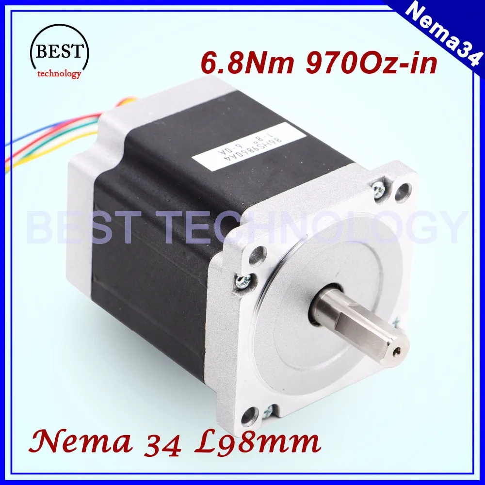 NEMA 34 CNC stepper motor 86X98mm 6.8 N.m 6A D14mm stepping motor 972Oz-in for CNC engraving machine and 3D printer!
