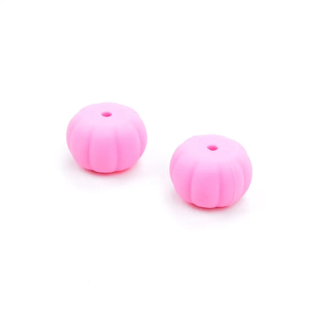 Силиконовые бусины в форме тыквы для прорезывания зубов, ожерелье, безопасная еда, сделай сам грызунок бусины из силиконовой резины для детских игрушек, прорезыватель, BPA Free - Цвет: pink