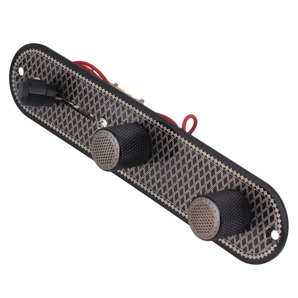 

Black Rhombus Pattern 3-Way Switch Guitar Wired Loaded Control Plate