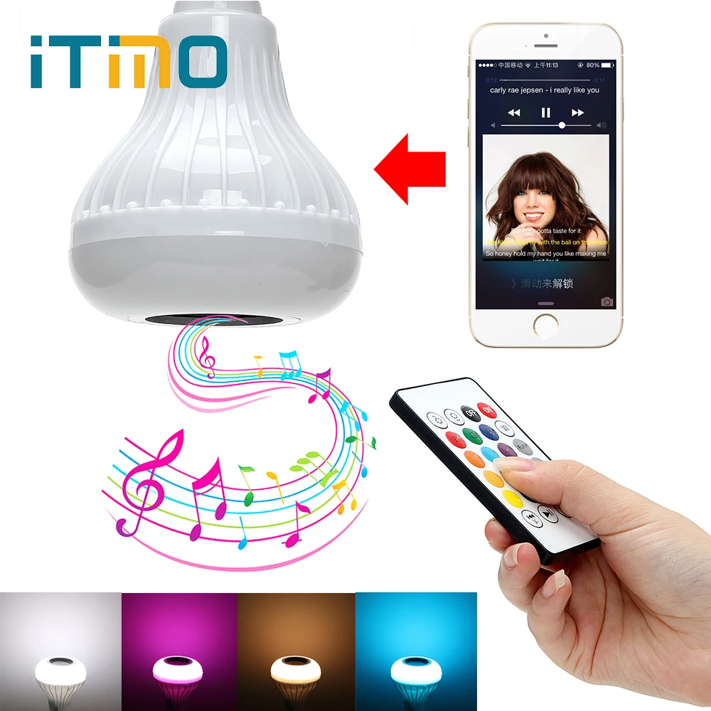 

ITimo E27 RGB RGBW Smart Bluetooth Speaker Bulb Dimmable Ball Wireless Remote Control Music Playing Light Lamp LED Bulb Ball