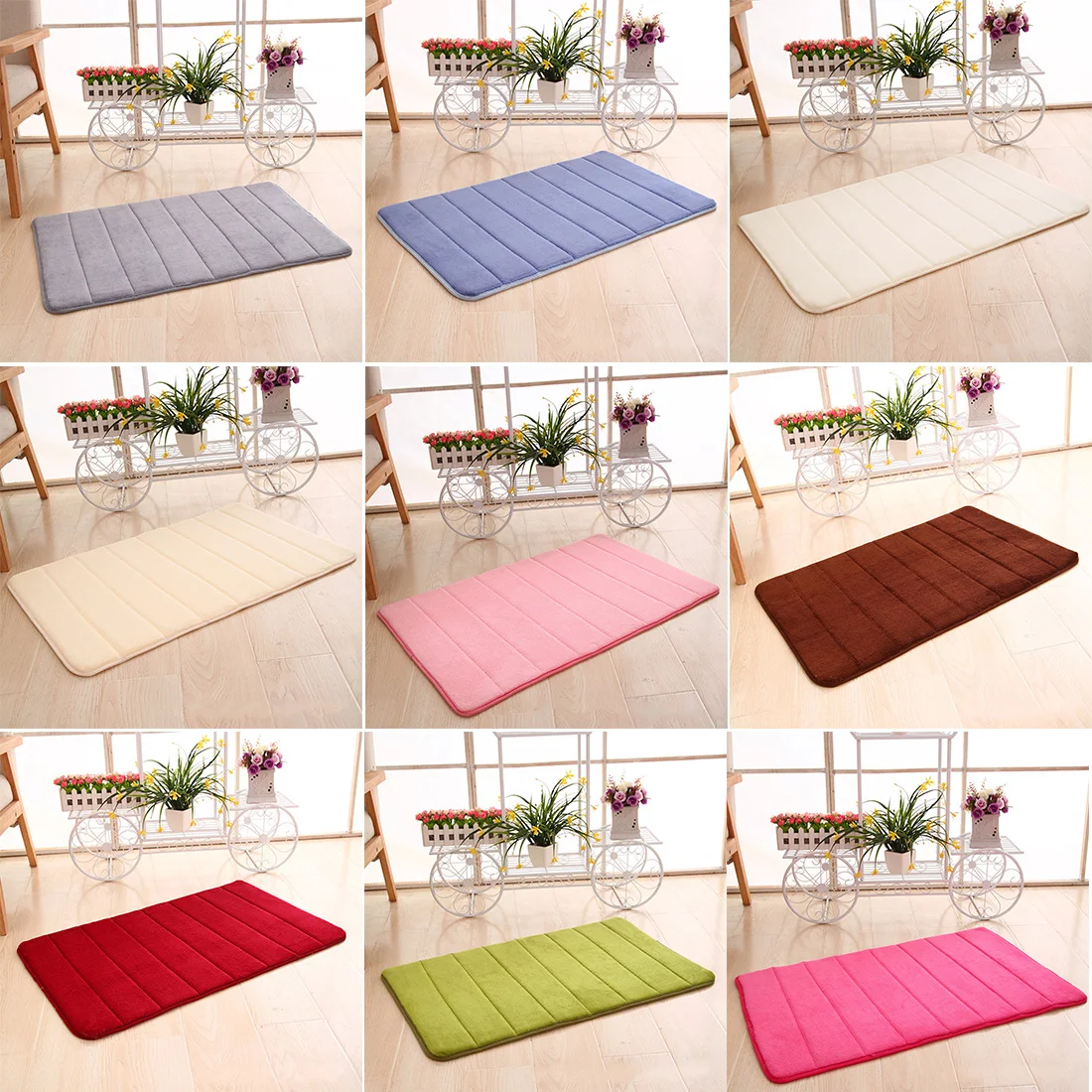 

2 Sizes Coral Foam Non-Slip Back Rug Soft Bathroom Carpet Memory Foam Bath Mat
