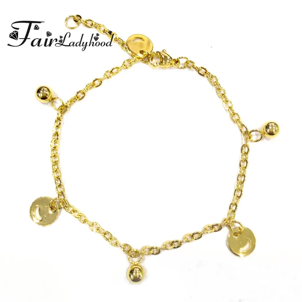 Fairladyhood Gold Filled Round Charms Bracelets For Women Men Boho