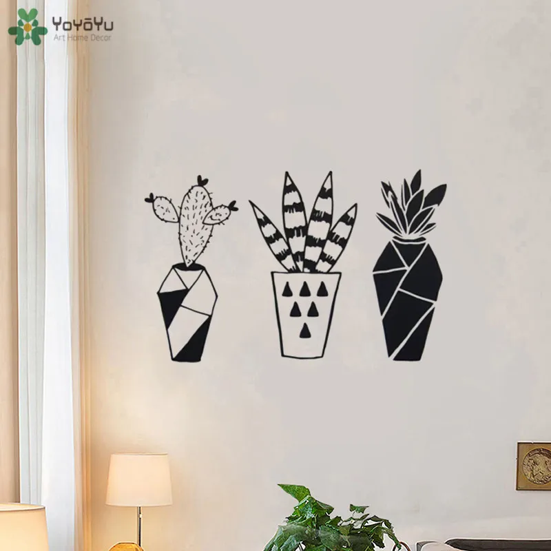 

YOYOYU Wall Decal Geometric Cactus Plants Vinyl Wall Sticker Art Mural Wall Decor Flower Shop Plant Poster Modern Decors QQ244