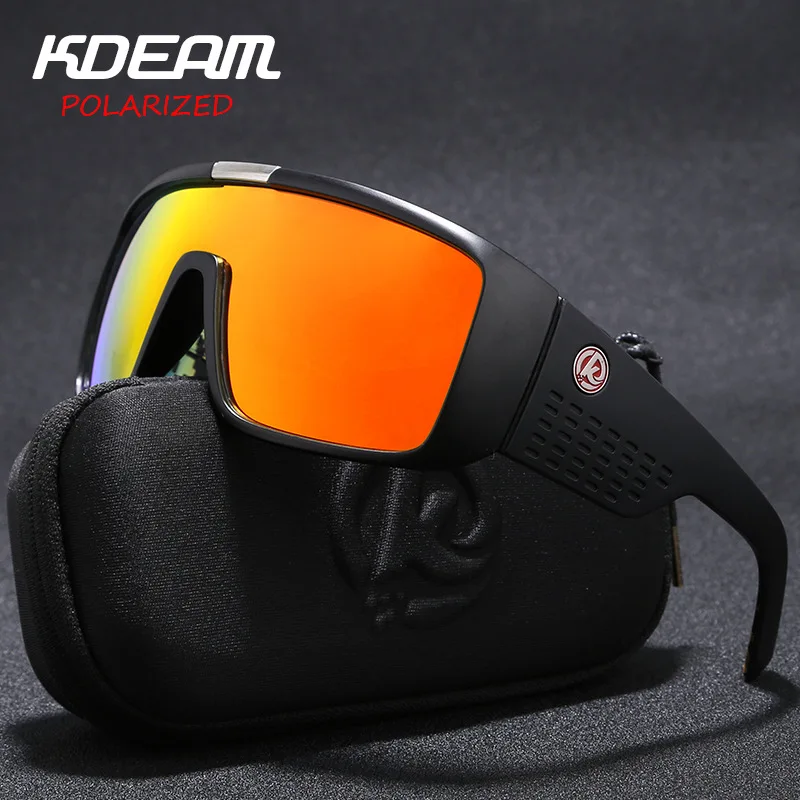 

Fashion Men's Sun Glasses From KDEAM Big Frame Polarized Sunglasses Men Classic Design All-Fit Mirror Sunglasses With Brand Box