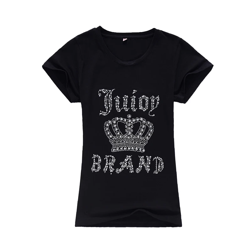 

Unique Design Women's T Shirt Summer Tops with Rhinestone Pattern